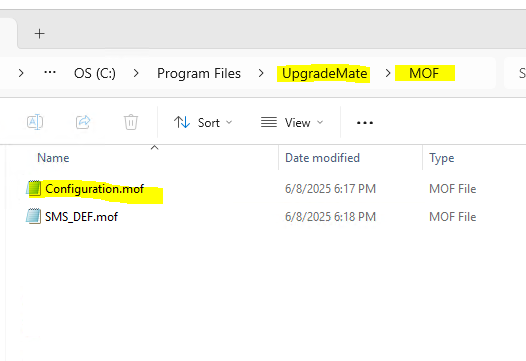 UpgradeMate MOF directory