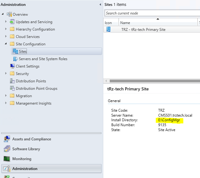 Finding the ConfigMgr install directory