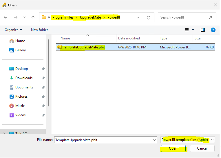 Select template file