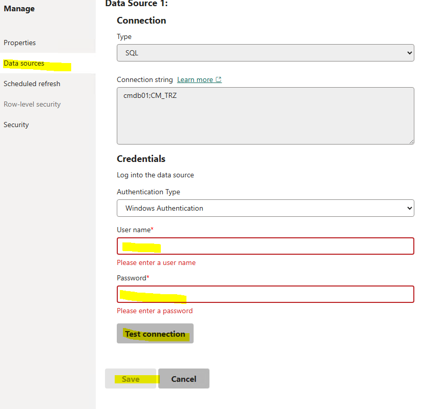 Configure data sources