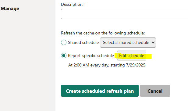Edit schedule